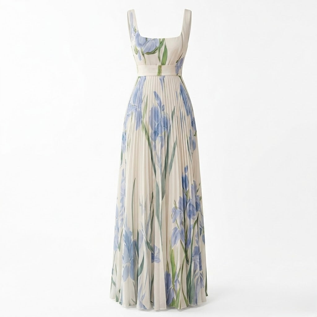 Square Neck Floral Maxi Dress